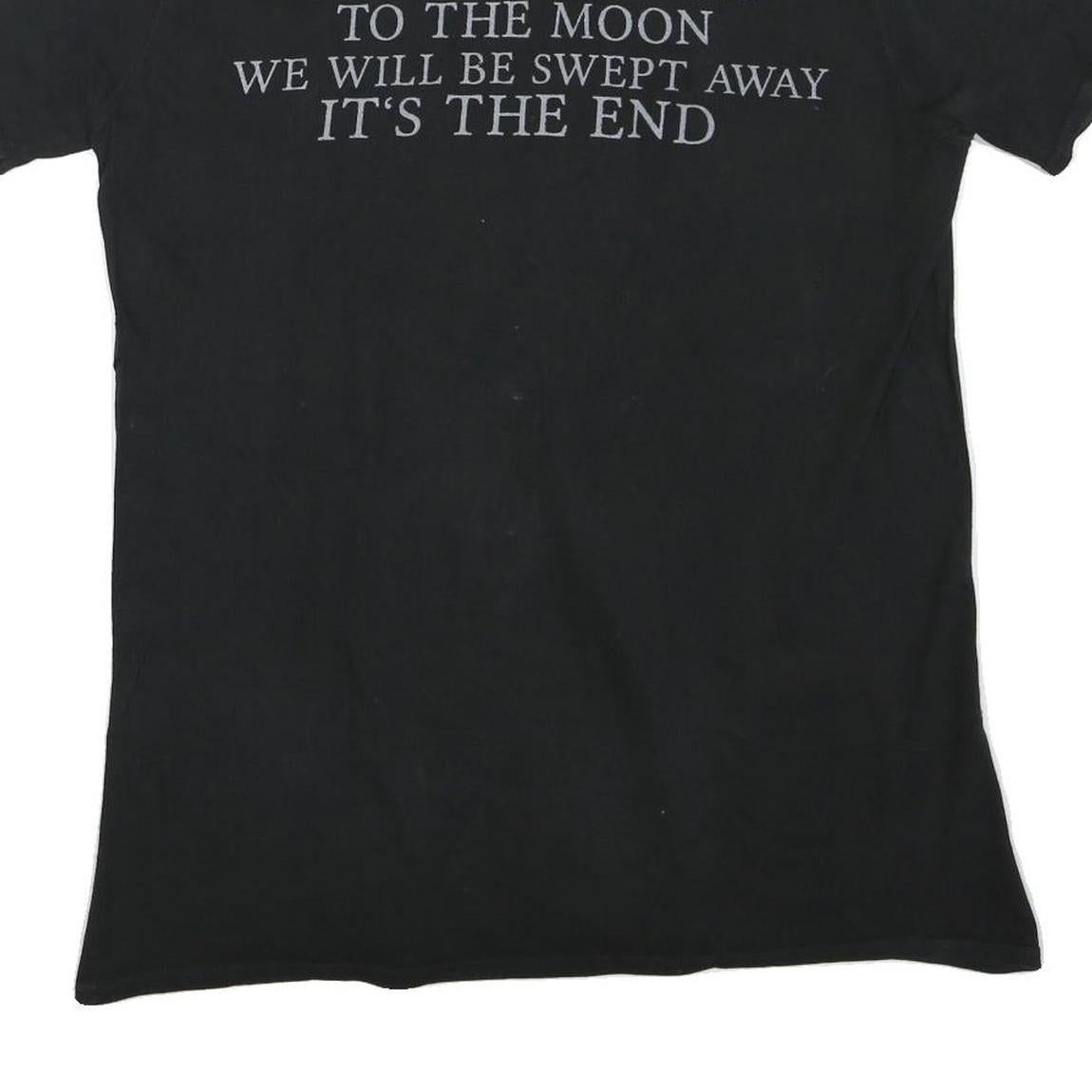 Womens Black Graphic Cellar Darling T-Shirt M Short Sleeve Round Neck Moon