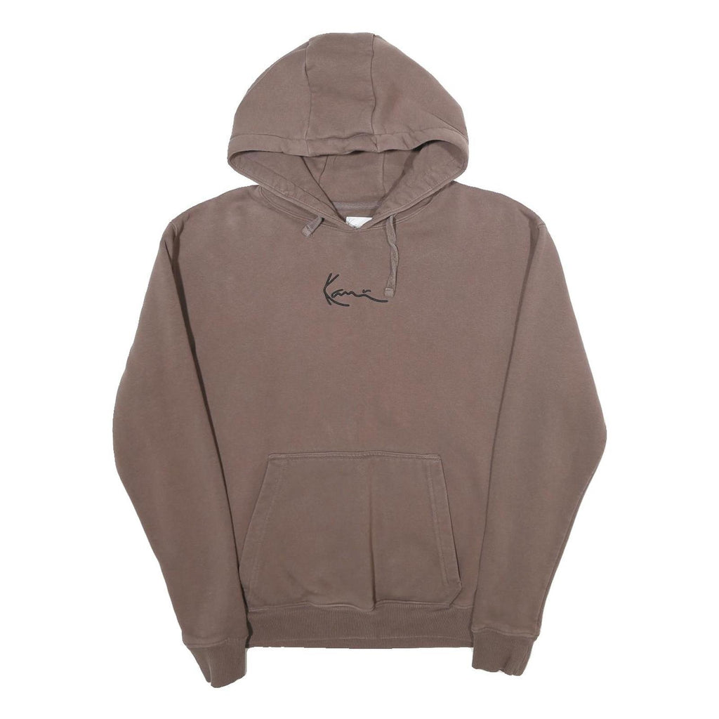 KARL KANI Mens Brown Cotton Blend Hoodie S Signature Script Pullover