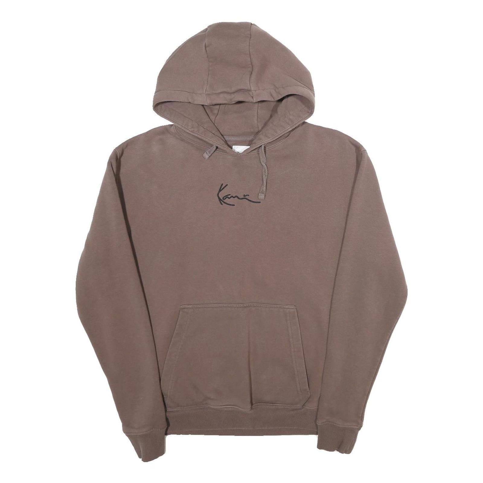 KARL KANI Mens Brown Cotton Blend Hoodie S Signature Script Pullover