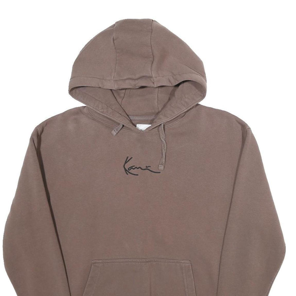 KARL KANI Mens Brown Cotton Blend Hoodie S Signature Script Pullover