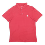 GUESS Mens Red Short Sleeve Plain Polo Shirt M Classic Casual Wear