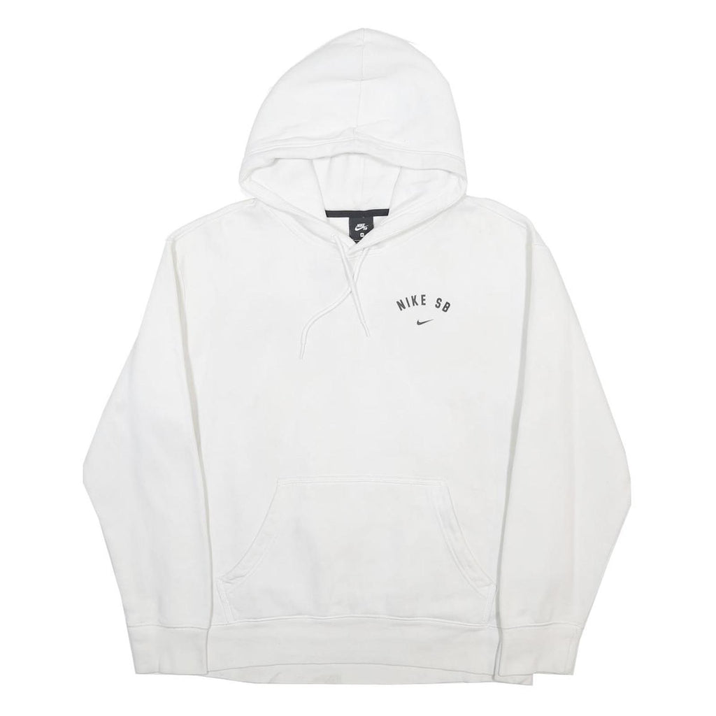NIKE Mens White Nike SB Hoodie M Cotton Blend Pullover Large Graphic Print