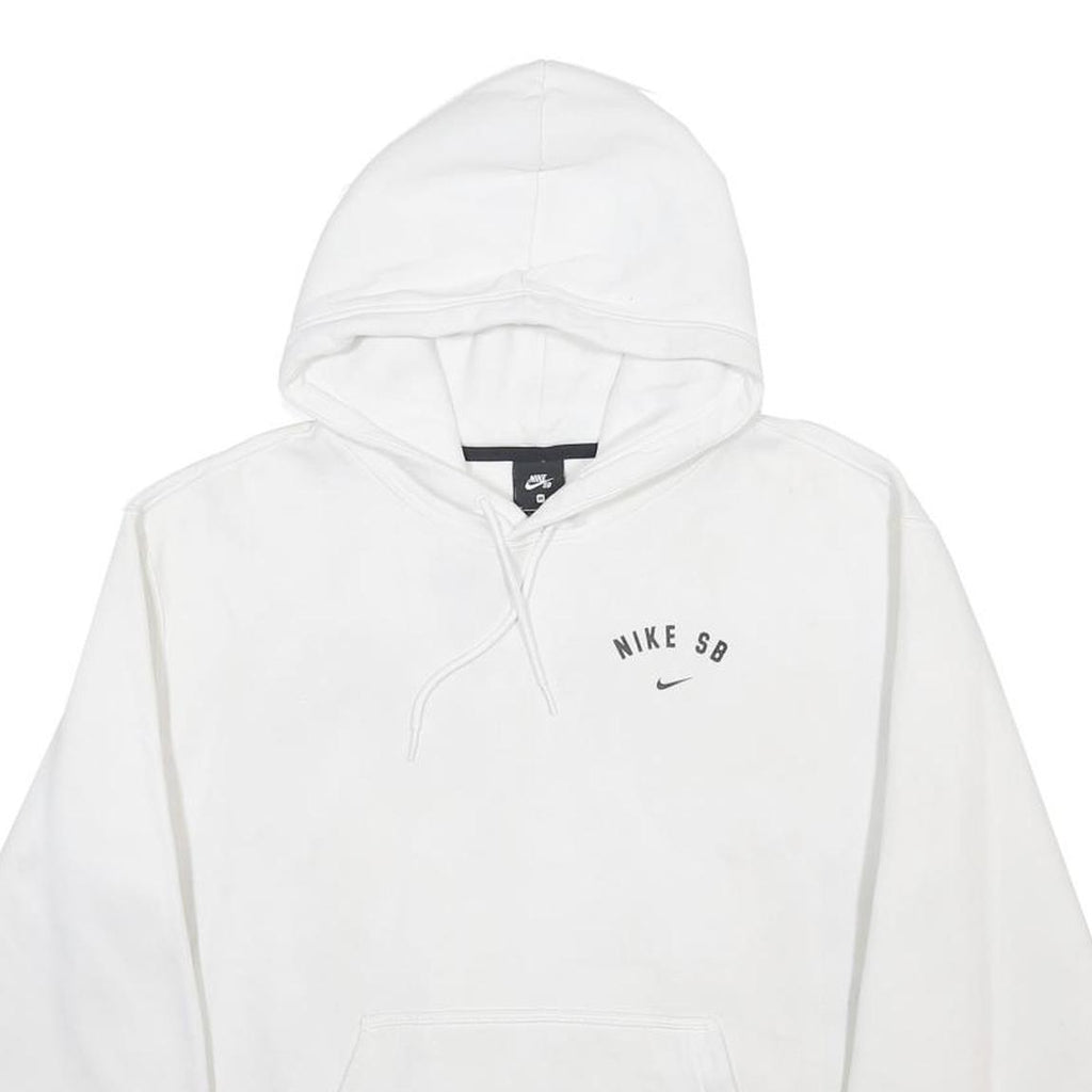 NIKE Mens White Nike SB Hoodie M Cotton Blend Pullover Large Graphic Print
