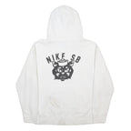 NIKE Mens White Nike SB Hoodie M Cotton Blend Pullover Large Graphic Print