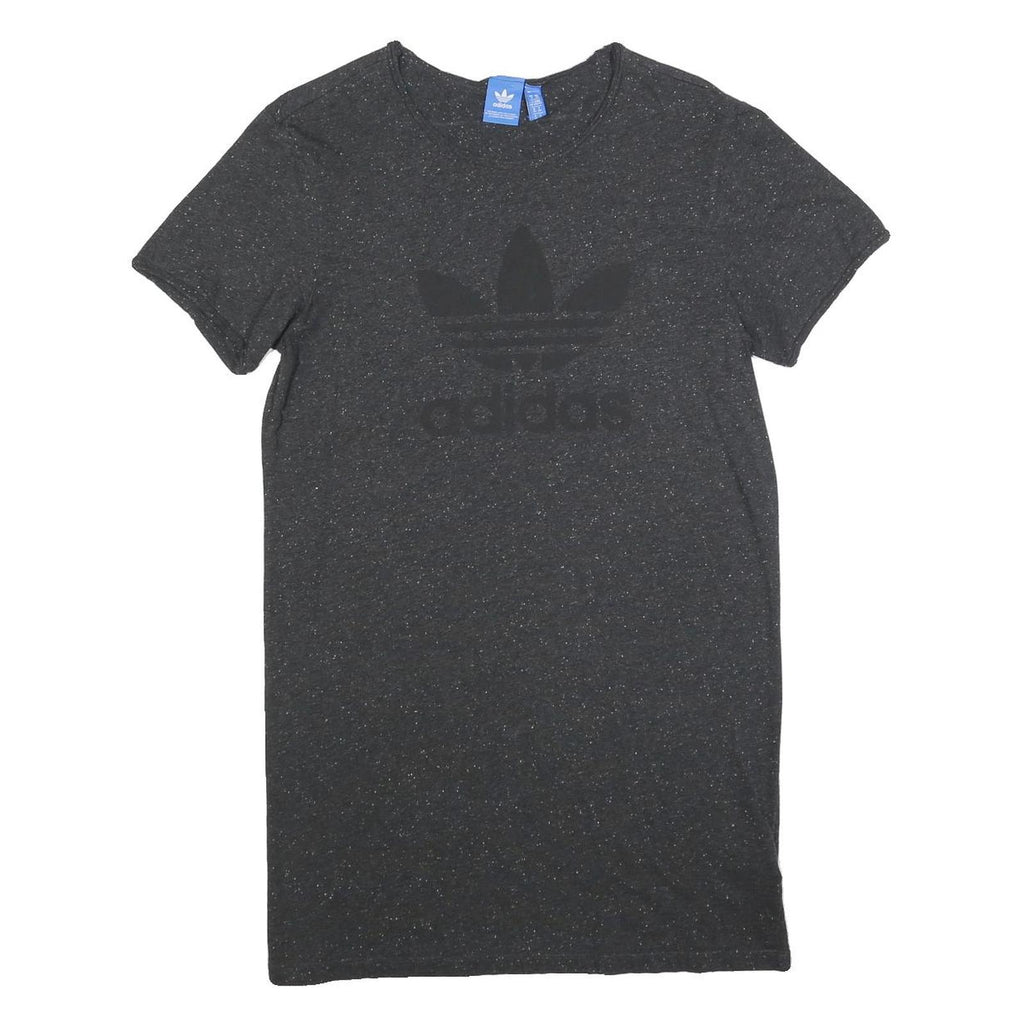 ADIDAS Womens Black Cotton Blend T-Shirt Plain Short Sleeve Mini Dress UK 6