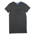 ADIDAS Womens Black Cotton Blend T-Shirt Plain Short Sleeve Mini Dress UK 6