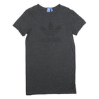 ADIDAS Womens Black Cotton Blend T-Shirt Plain Short Sleeve Mini Dress UK 6