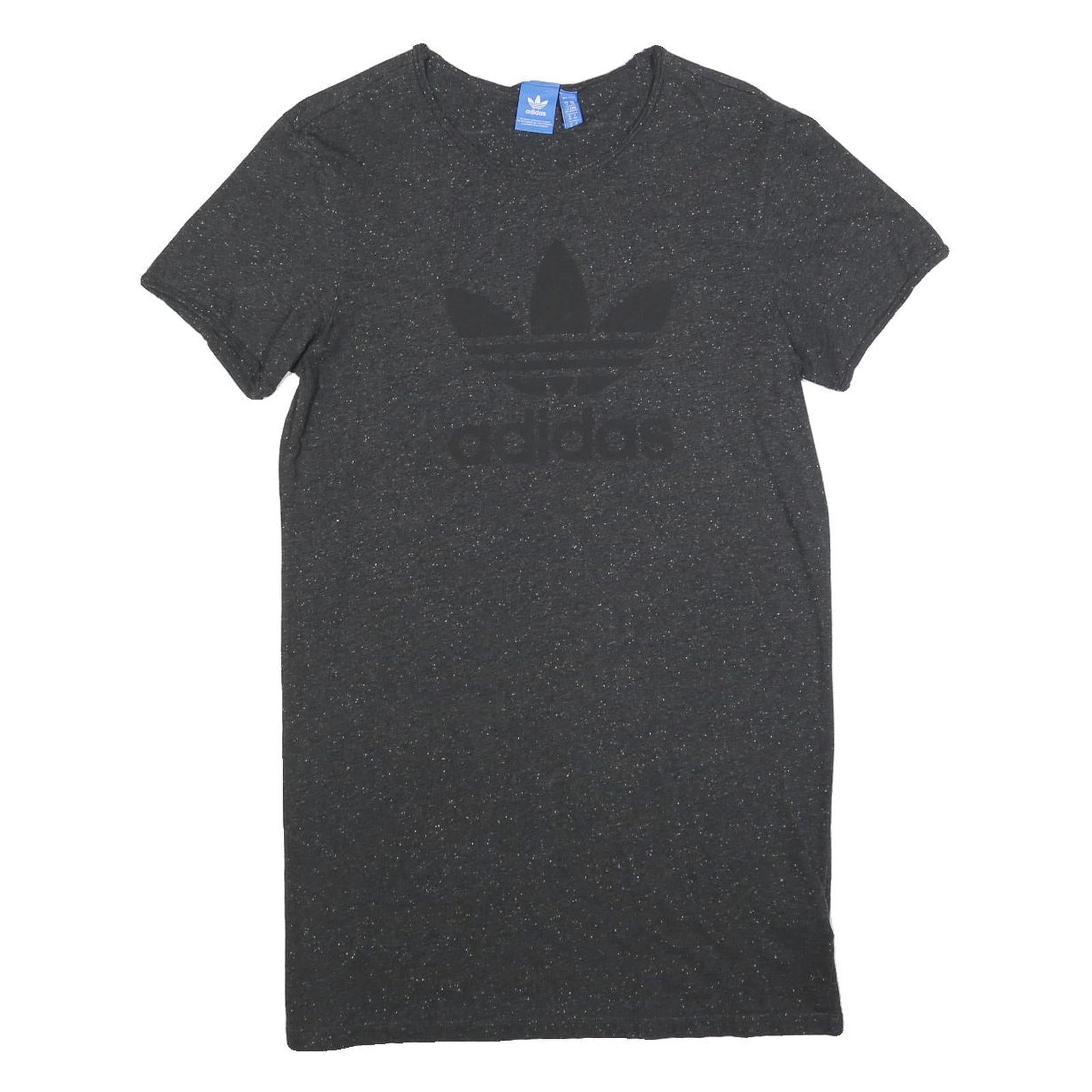 ADIDAS Womens Black Cotton Blend T-Shirt Plain Short Sleeve Mini Dress UK 6