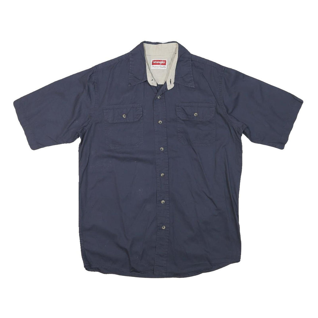 WRANGLER Mens Blue Short Sleeve Cotton Blend Casual Shirt M Workwear