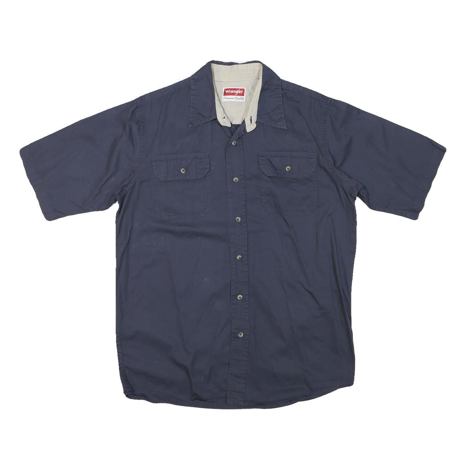 WRANGLER Mens Blue Short Sleeve Cotton Blend Casual Shirt M Workwear