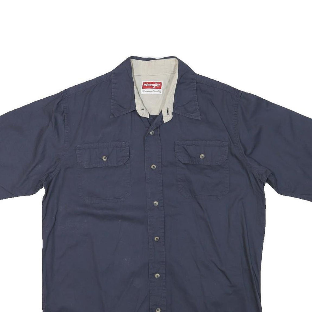 WRANGLER Mens Blue Short Sleeve Cotton Blend Casual Shirt M Workwear