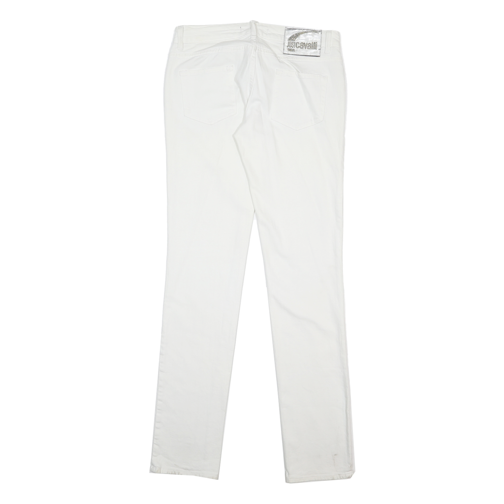 JUST CAVALLI Womens Slim White Cotton Blend Denim Slim Jeans W30 L34 Stylish