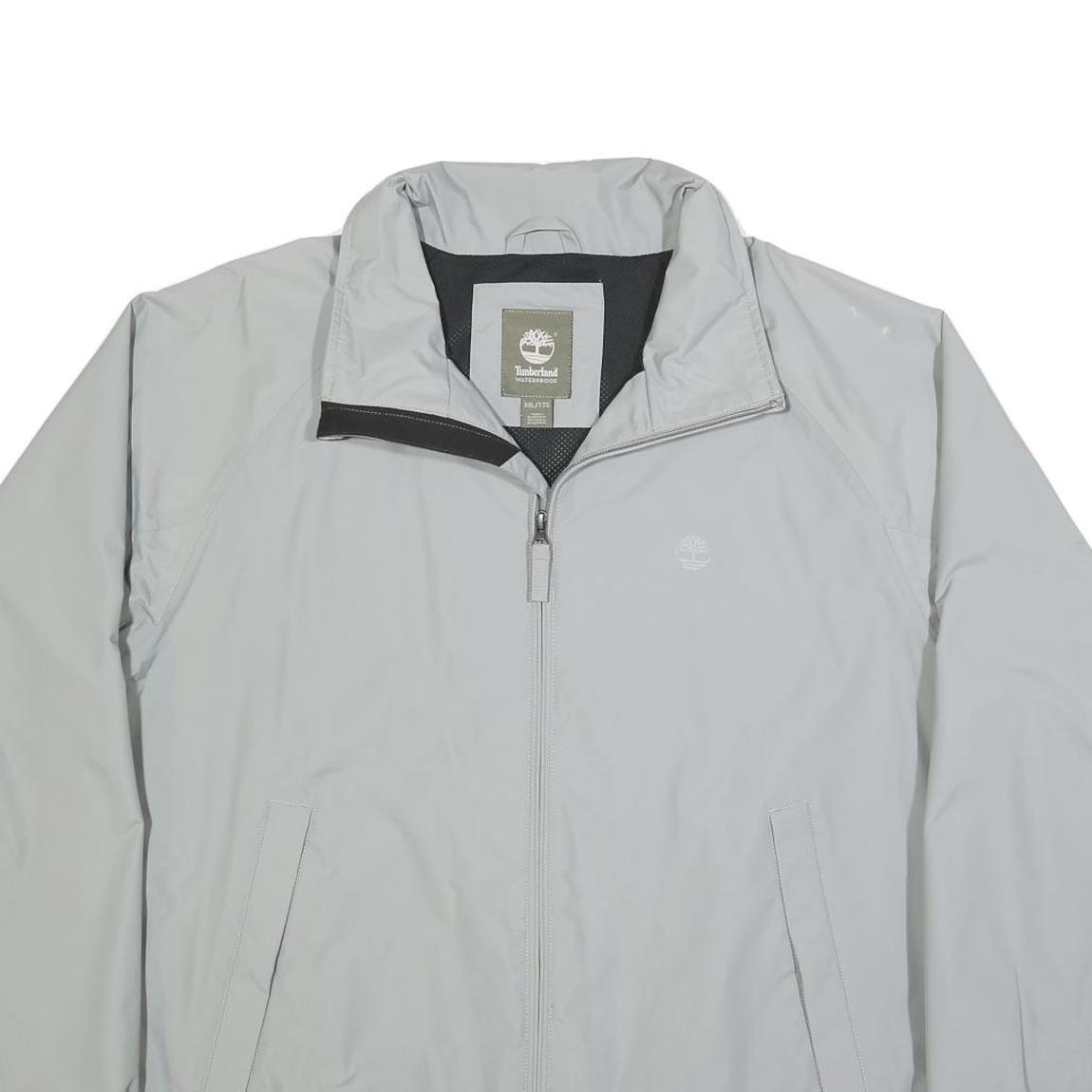 TIMBERLAND Mens Grey Nylon Zip Jacket 2XL Casual Outdoor Waterproof