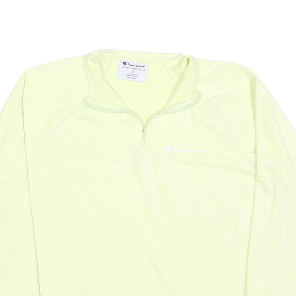 CHAMPION Womens Cream 1/4 Zip Sweatshirt L Cotton Blend Athletic Pullover