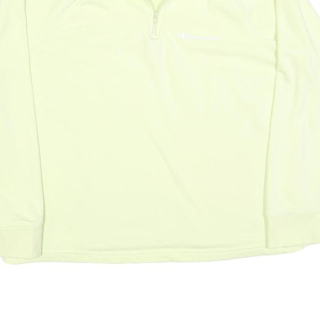 CHAMPION Womens Cream 1/4 Zip Sweatshirt L Cotton Blend Athletic Pullover