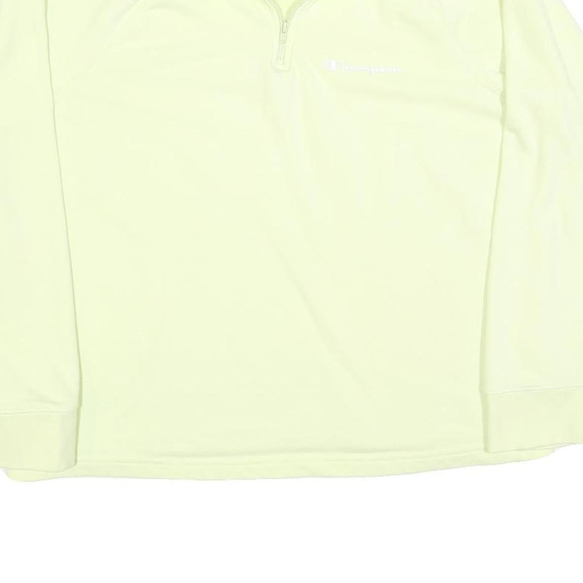 CHAMPION Womens Cream 1/4 Zip Sweatshirt L Cotton Blend Athletic Pullover