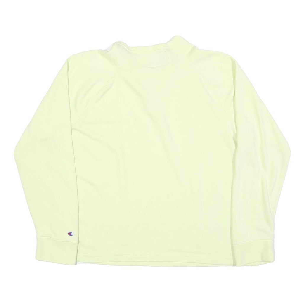 CHAMPION Womens Cream 1/4 Zip Sweatshirt L Cotton Blend Athletic Pullover