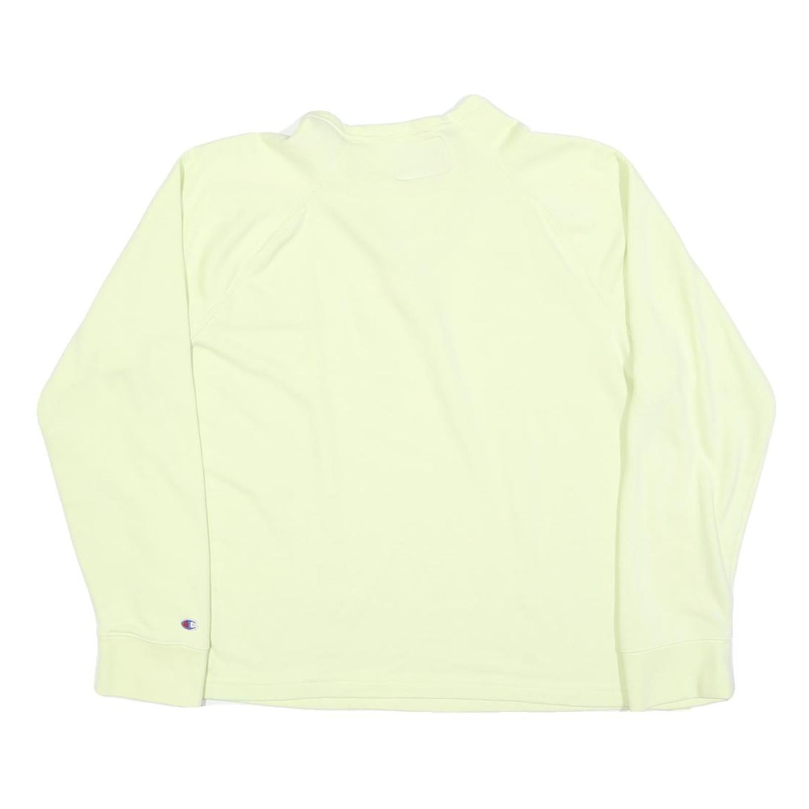 CHAMPION Womens Cream 1/4 Zip Sweatshirt L Cotton Blend Athletic Pullover