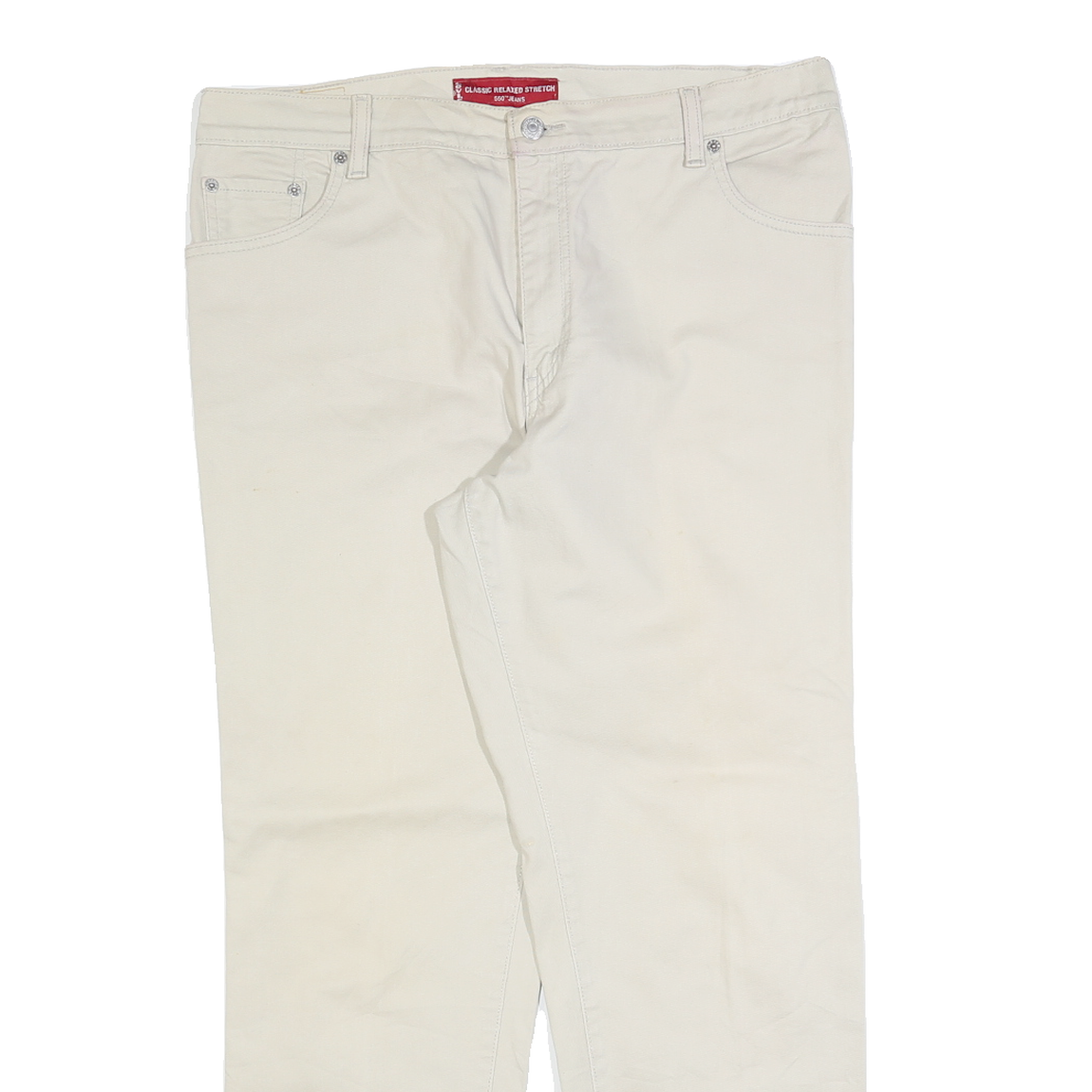 LEVI'S Womens Cotton Blend Beige Relaxed Straight Trousers W36 L28 Classic Style