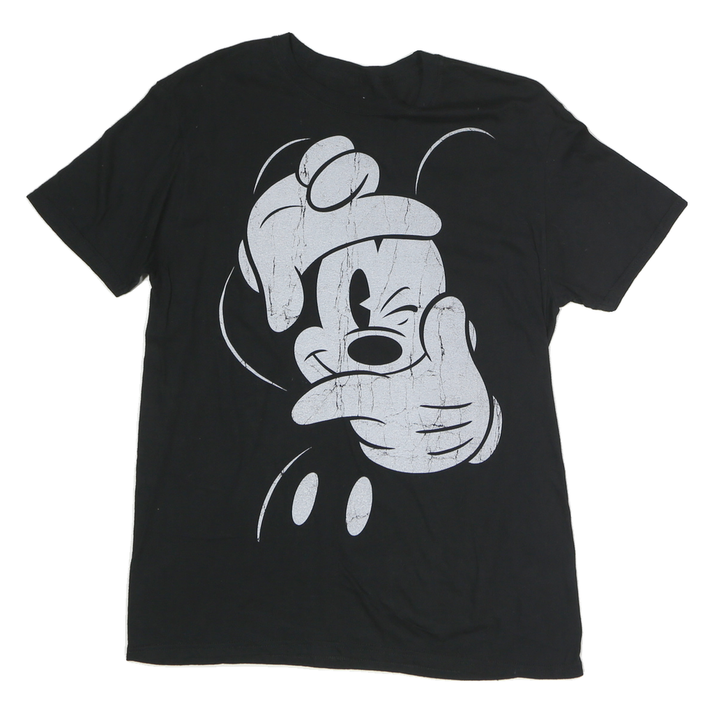 DISNEY Womens Black Mickey Mouse Graphic T-Shirt M Short Sleeve Crew Neck