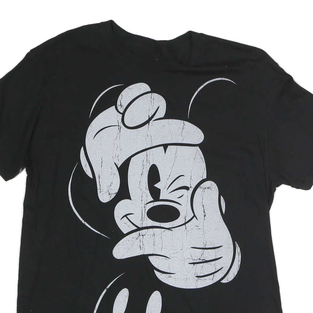 DISNEY Womens Black Mickey Mouse Graphic T-Shirt M Short Sleeve Crew Neck