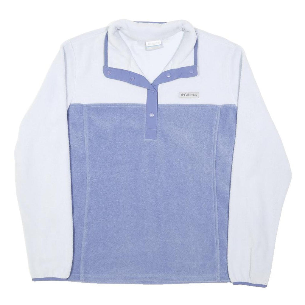 COLUMBIA Womens White & Blue Plain Fleece Pullover Crew Neck XL Outdoor
