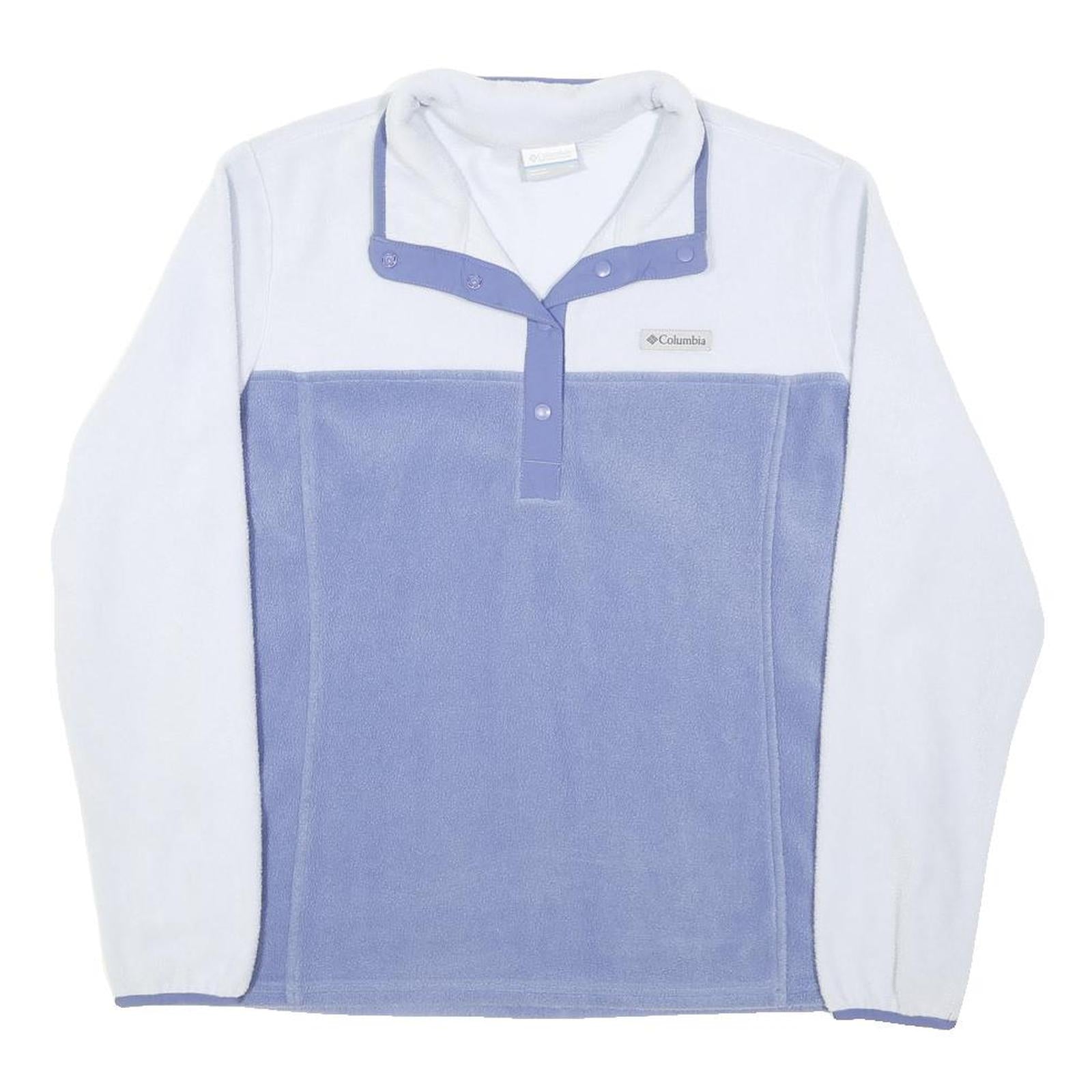 COLUMBIA Womens White & Blue Plain Fleece Pullover Crew Neck XL Outdoor