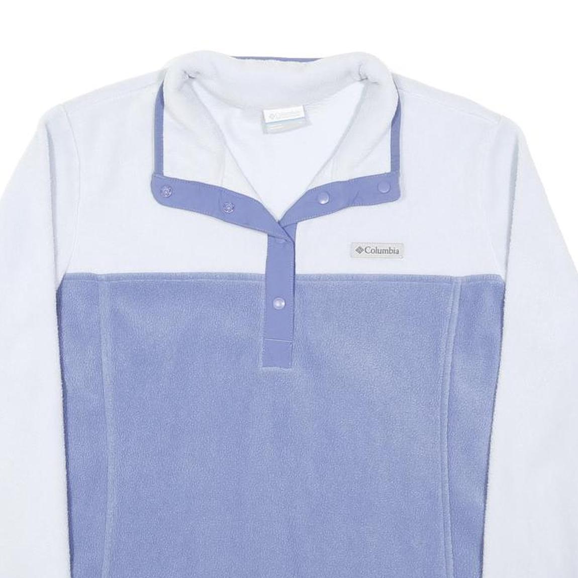 COLUMBIA Womens White & Blue Plain Fleece Pullover Crew Neck XL Outdoor