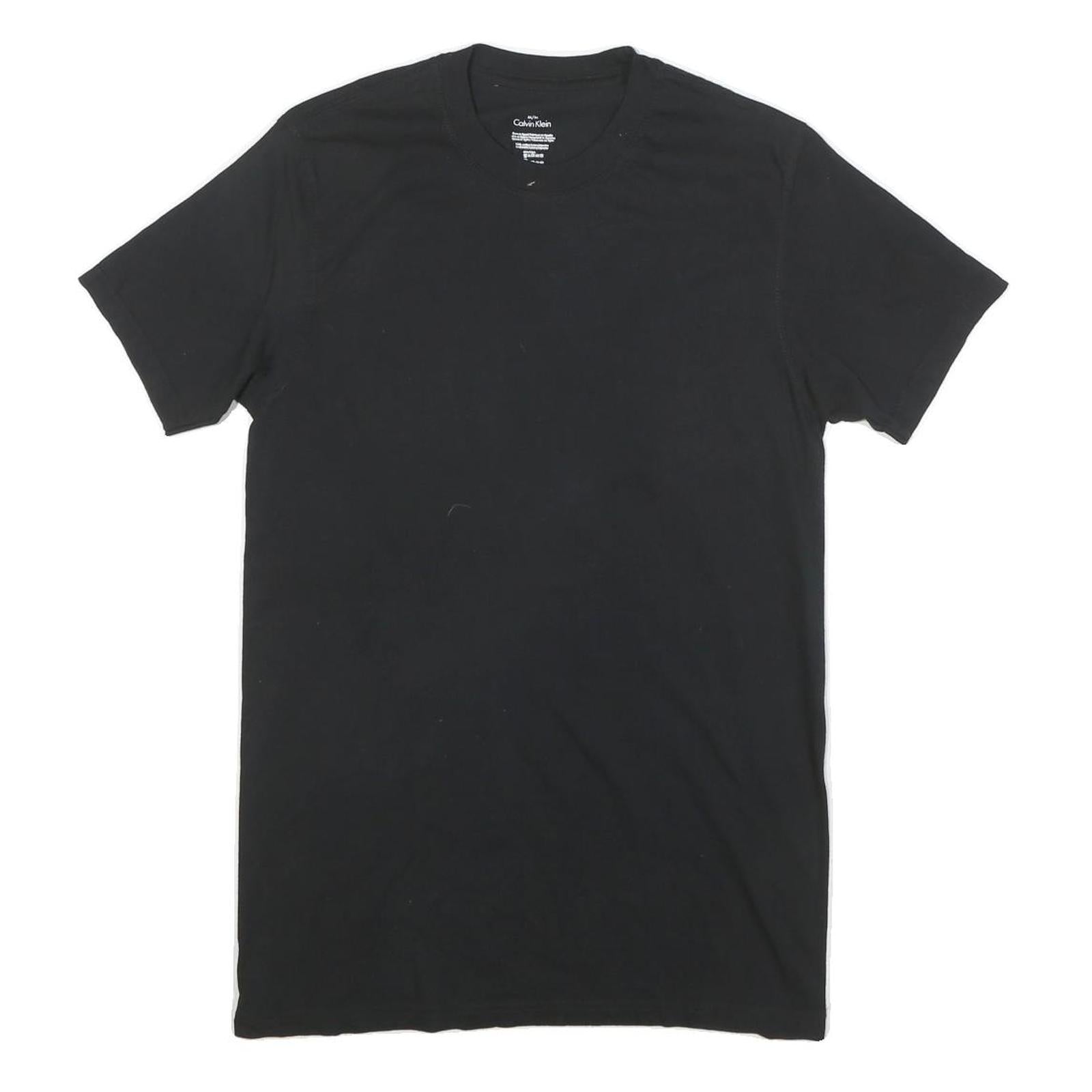 CALVIN KLEIN Mens Black T-Shirt M Short Sleeve Crew Neck Plain Cotton Blend