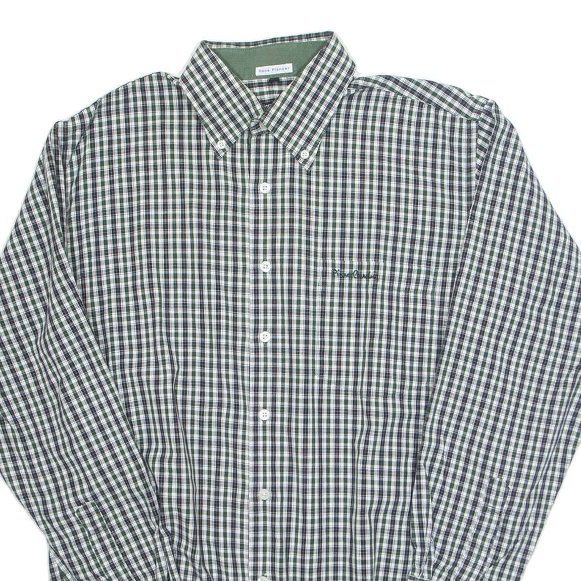PIERRE CARDIN Mens Shirt Black Check Long Sleeve L