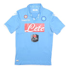 MACRON Napoli 2014-15 Home Mens Blue Football Shirt L Short Sleeve Collar