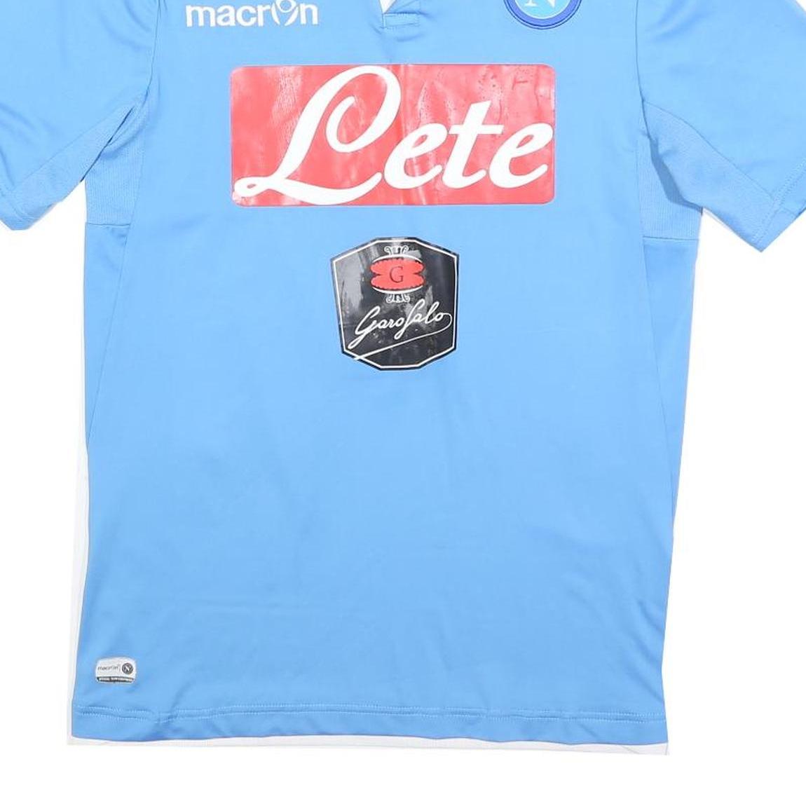 MACRON Napoli 2014-15 Home Mens Blue Football Shirt L Short Sleeve Collar