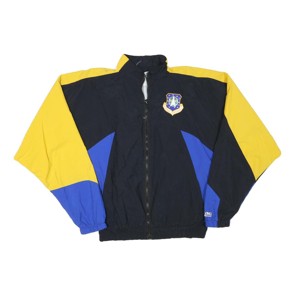 DELONG Mens Black & Yellow Colourblock Jacket M Polyester Blend Zip Sports