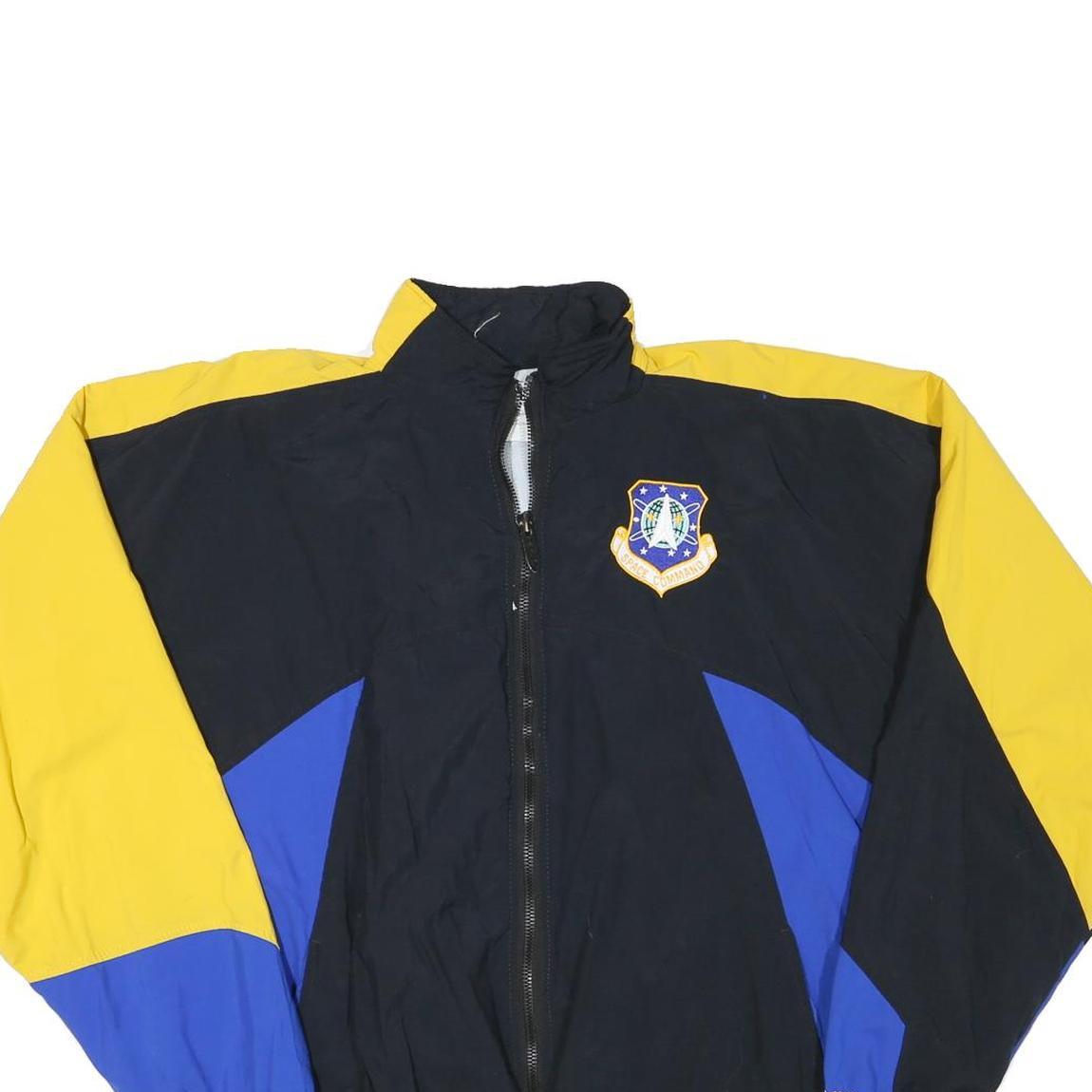 DELONG Mens Black & Yellow Colourblock Jacket M Polyester Blend Zip Sports