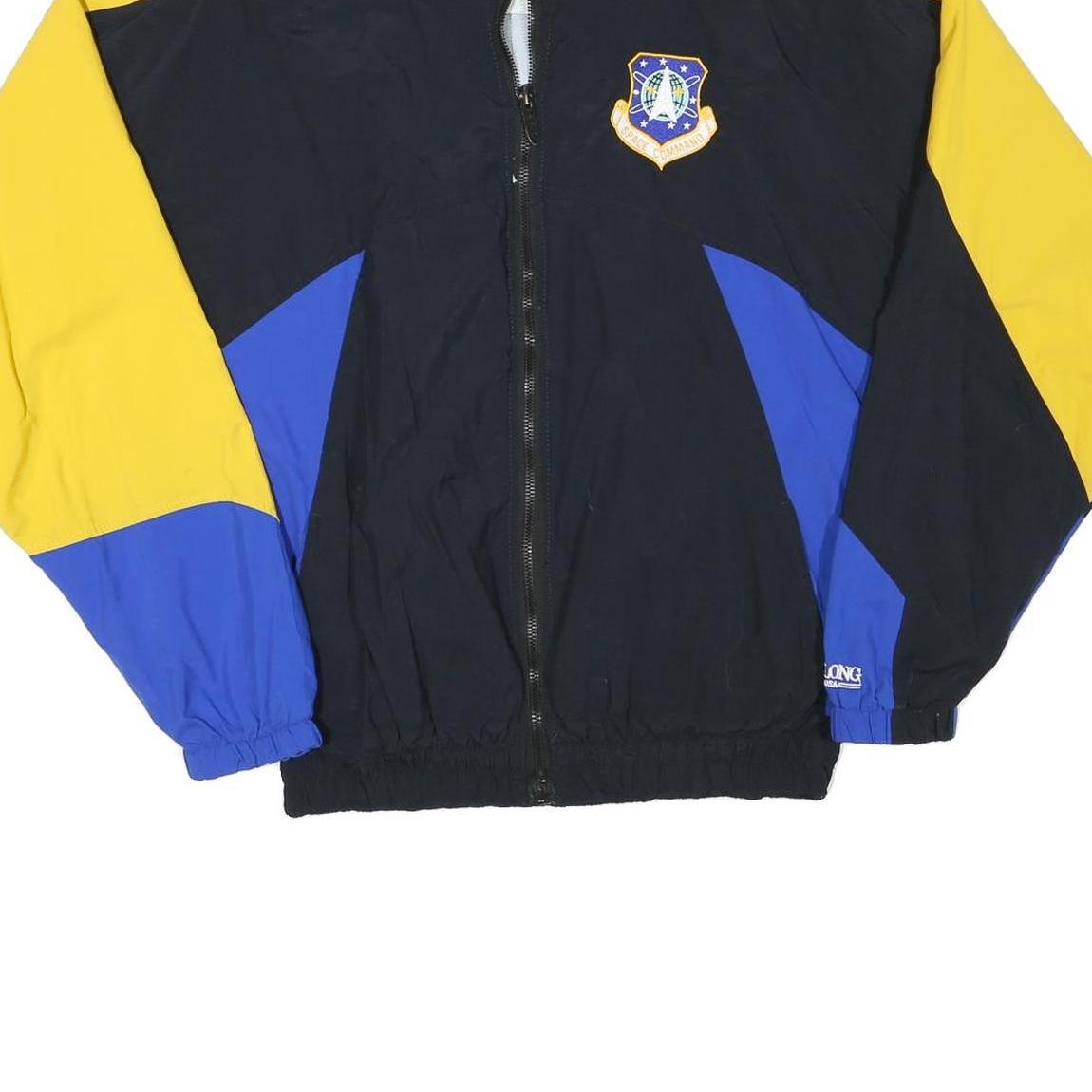 DELONG Mens Black & Yellow Colourblock Jacket M Polyester Blend Zip Sports