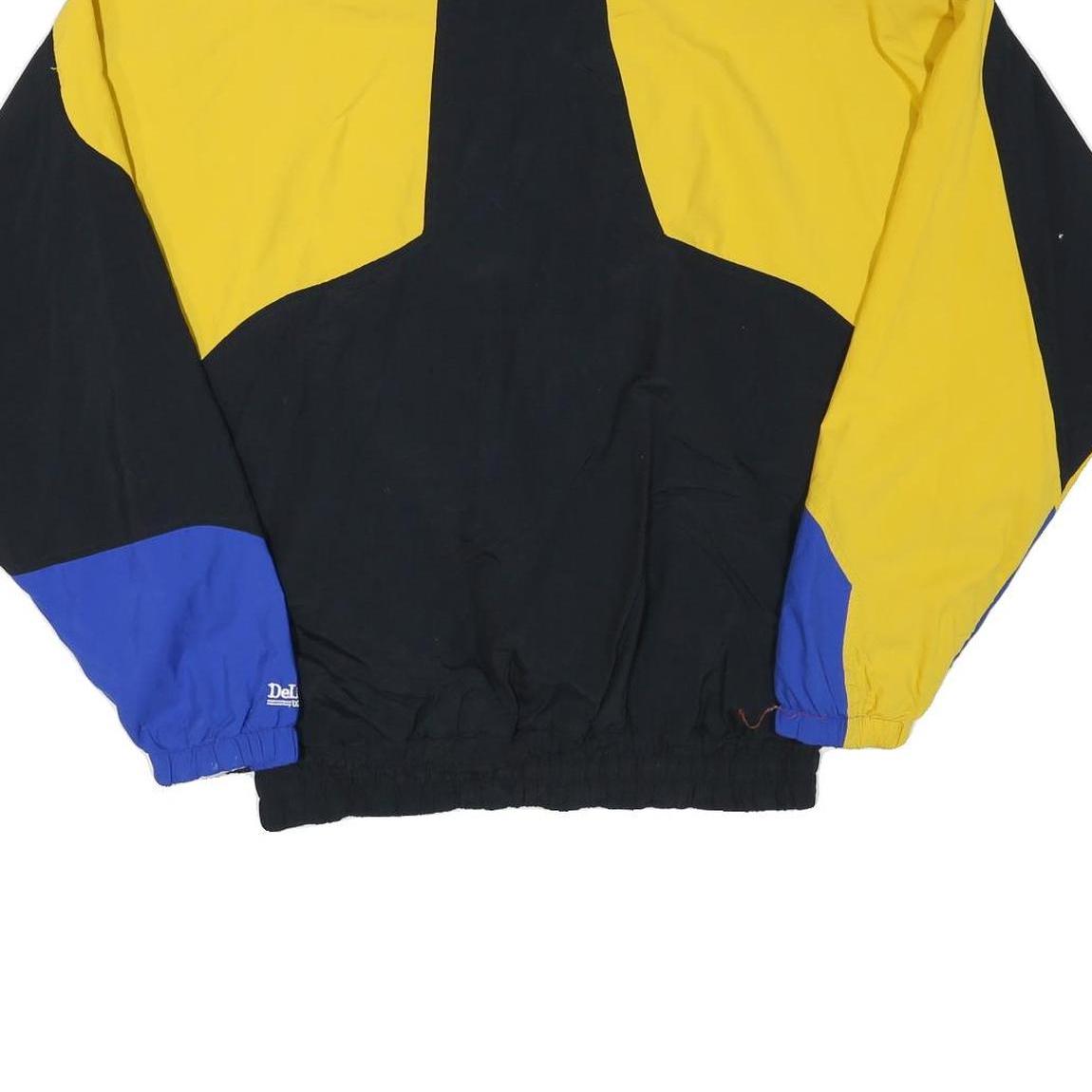 DELONG Mens Black & Yellow Colourblock Jacket M Polyester Blend Zip Sports