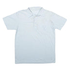 Mens White Short Sleeve Plain Polo Shirt L Cotton Blend Casual Pocket