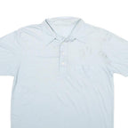 Mens White Short Sleeve Plain Polo Shirt L Cotton Blend Casual Pocket
