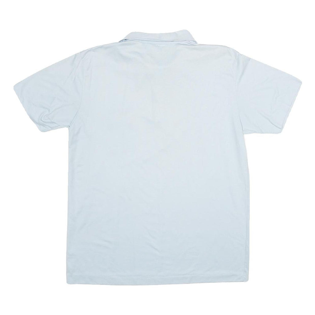 Mens White Short Sleeve Plain Polo Shirt L Cotton Blend Casual Pocket