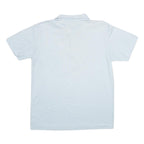 Mens White Short Sleeve Plain Polo Shirt L Cotton Blend Casual Pocket