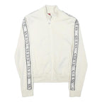 GUESS Womens White Zip Jacket XS Polyester Blend Logo Tape Casual Sportswear