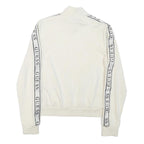 GUESS Womens White Zip Jacket XS Polyester Blend Logo Tape Casual Sportswear