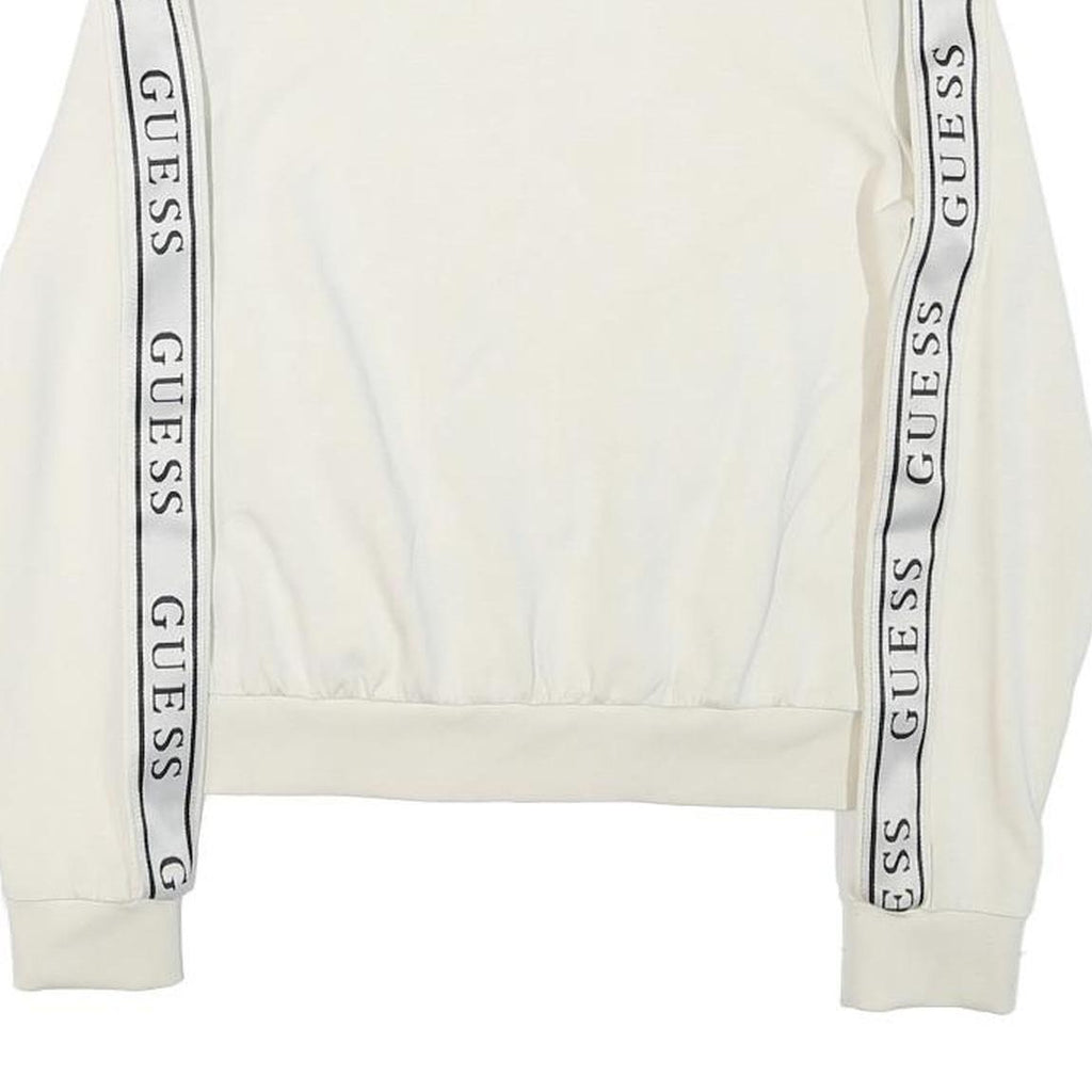 GUESS Womens White Zip Jacket XS Polyester Blend Logo Tape Casual Sportswear