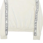 GUESS Womens White Zip Jacket XS Polyester Blend Logo Tape Casual Sportswear