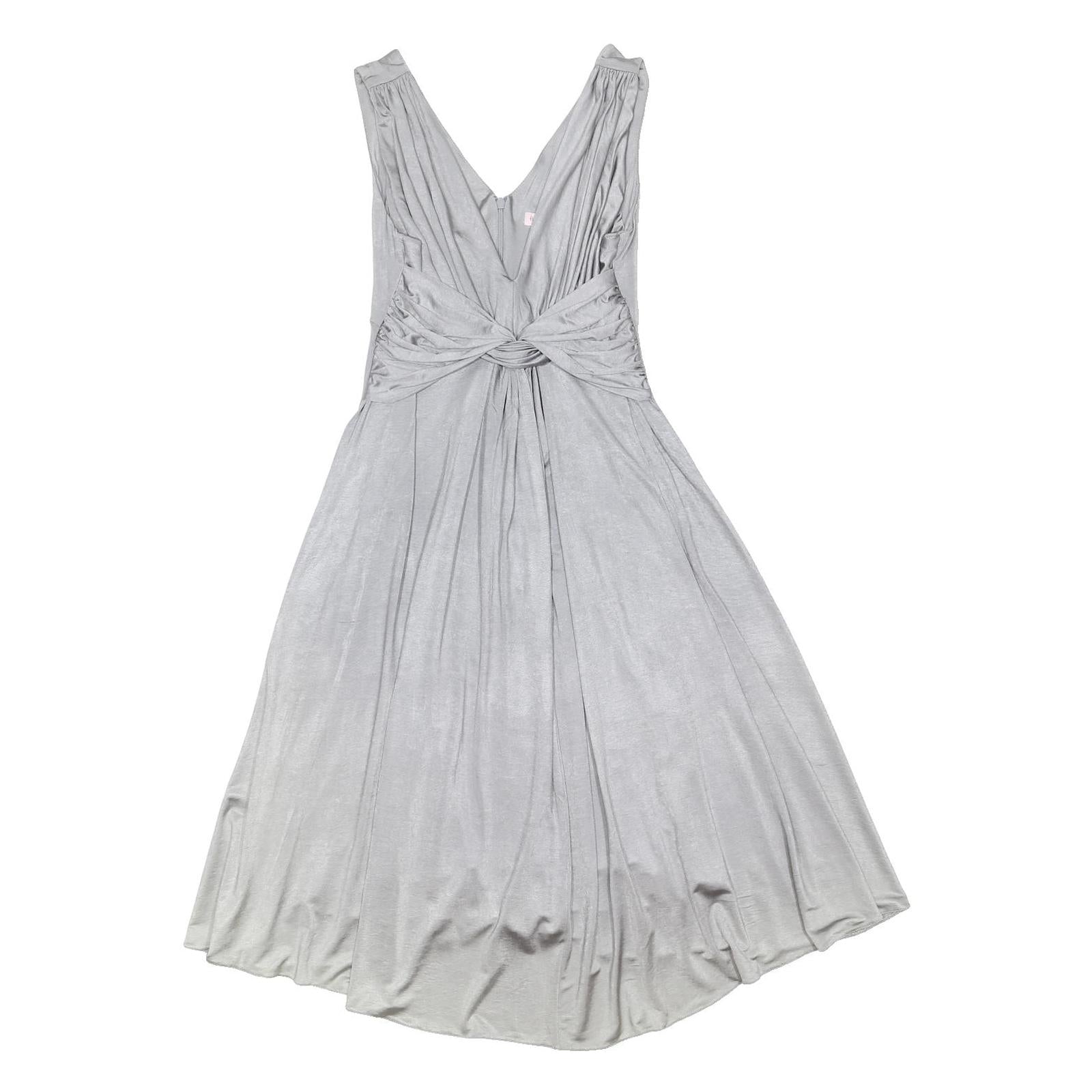 PHASE EIGHT Womens Silver Fit & Flare Polyester Blend Midi Dress UK 14 Knotted