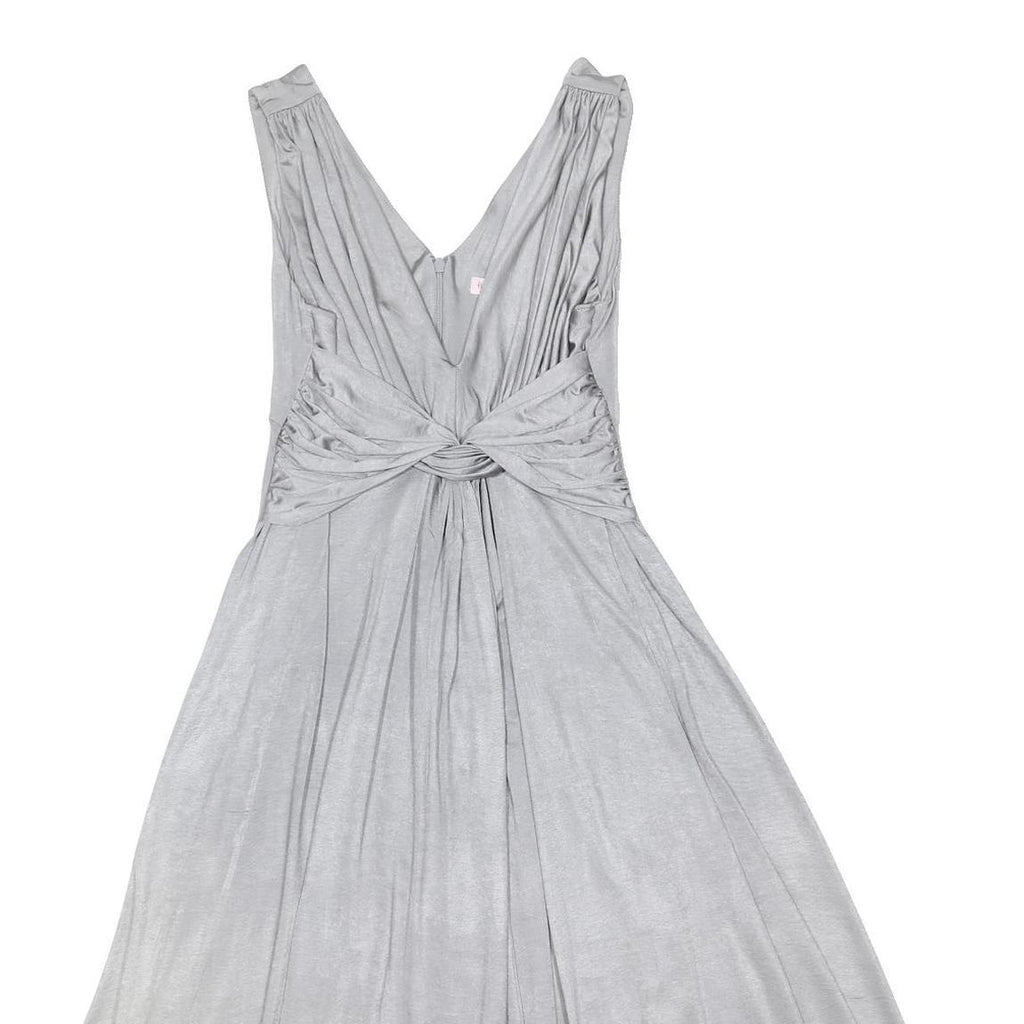 PHASE EIGHT Womens Silver Fit & Flare Polyester Blend Midi Dress UK 14 Knotted