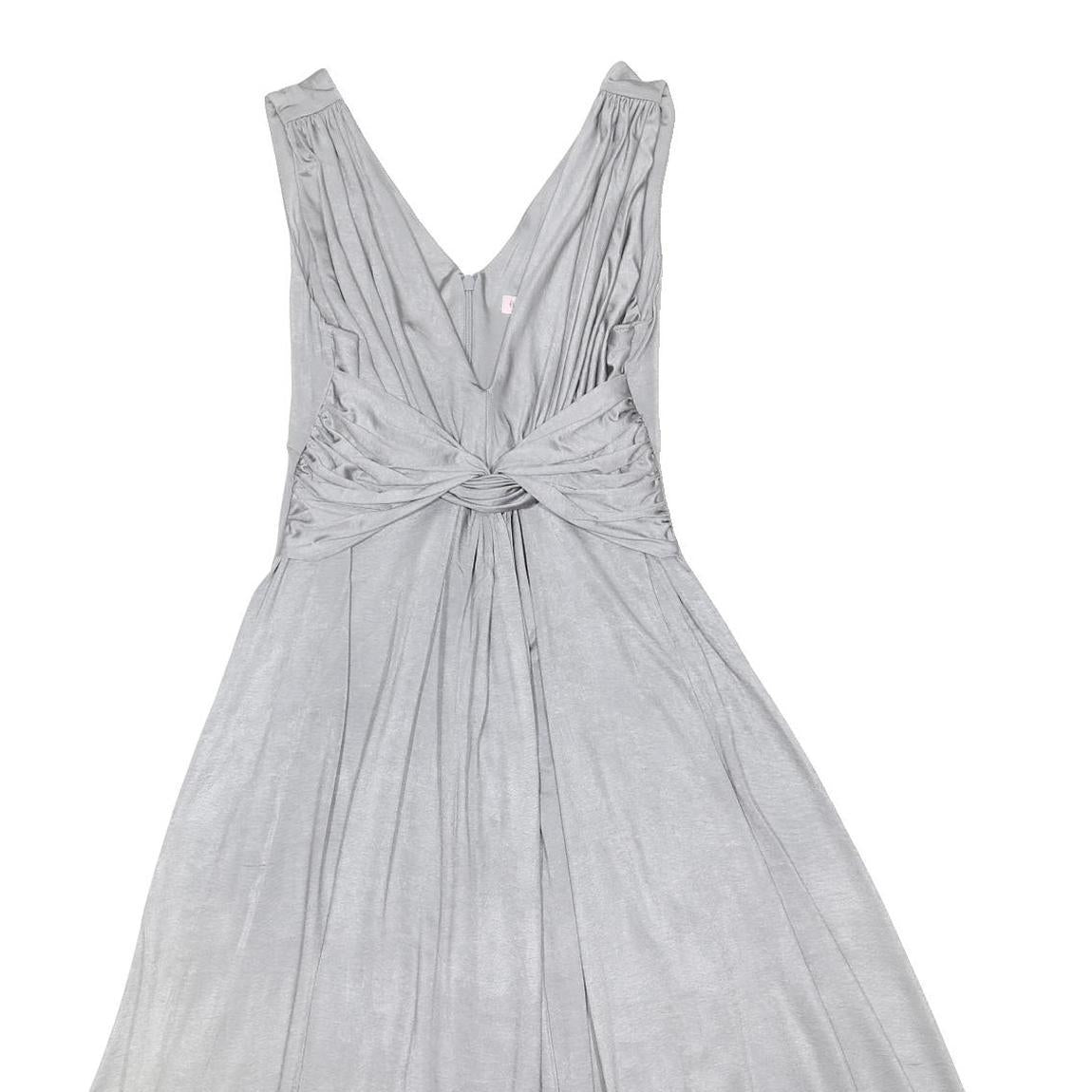 PHASE EIGHT Womens Silver Fit & Flare Polyester Blend Midi Dress UK 14 Knotted