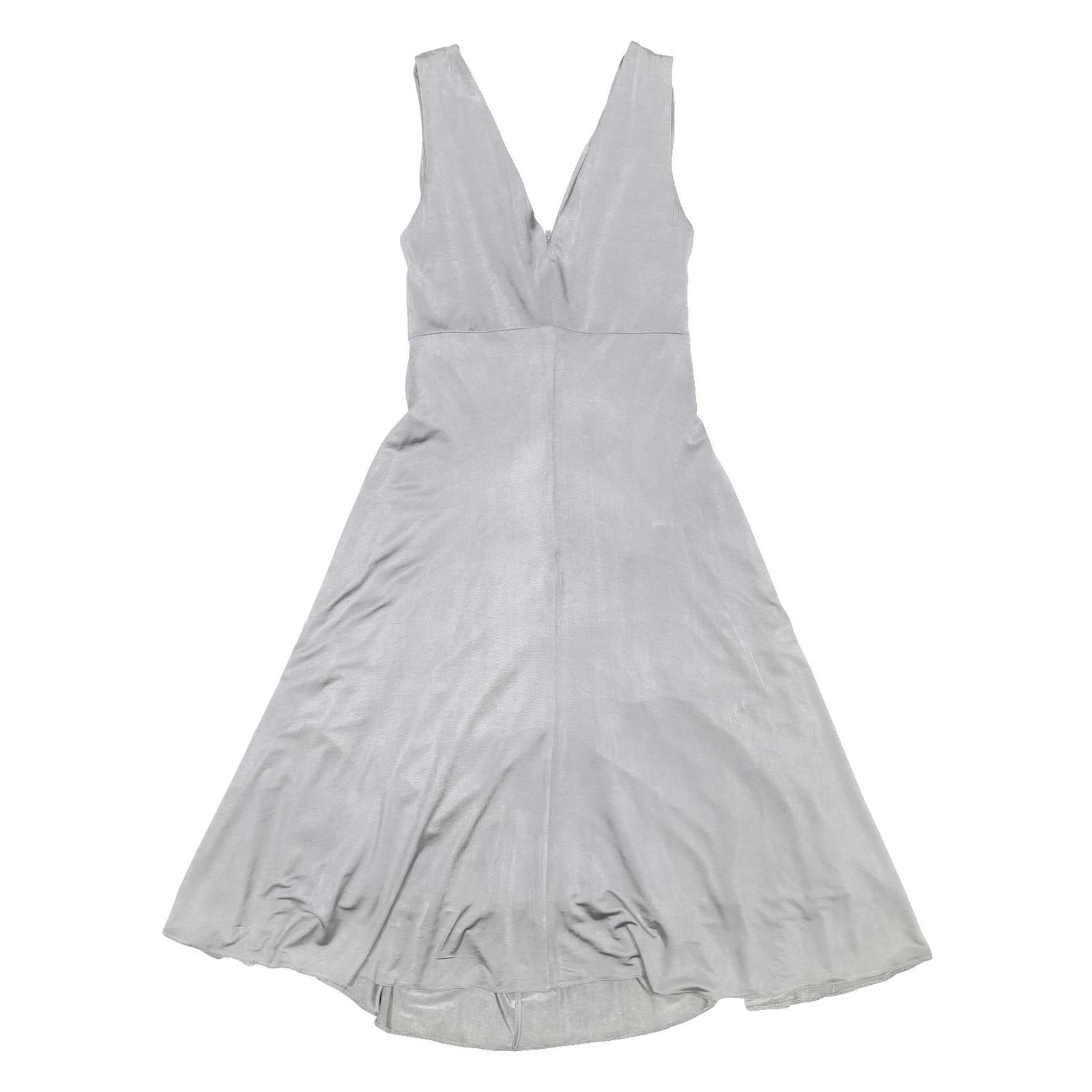 PHASE EIGHT Womens Silver Fit & Flare Polyester Blend Midi Dress UK 14 Knotted