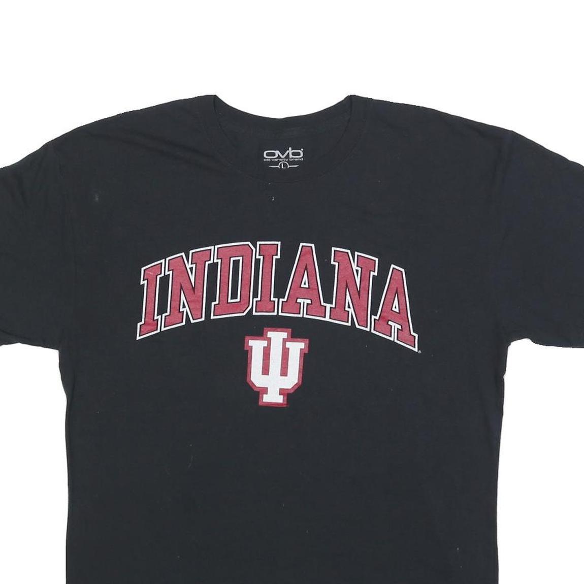 OLD VARSITY BRAND Mens Black Indiana Graphic T-Shirt L Short Sleeve Crew Neck