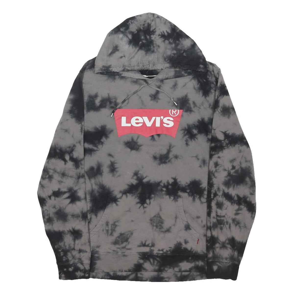LEVI'S Mens Grey & Black Tie Dye Pullover Hoodie M Cotton Blend Casual